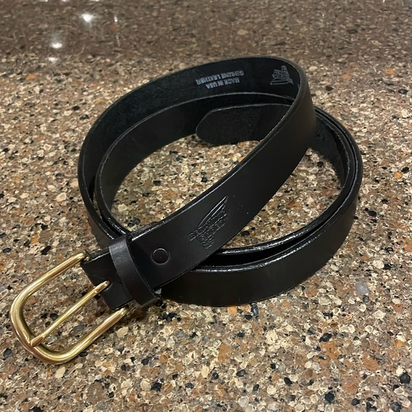 Redwing Leather Black Belt Style 96519 Gold Buckle Size 50 Excellent Condition - Picture 1 of 9